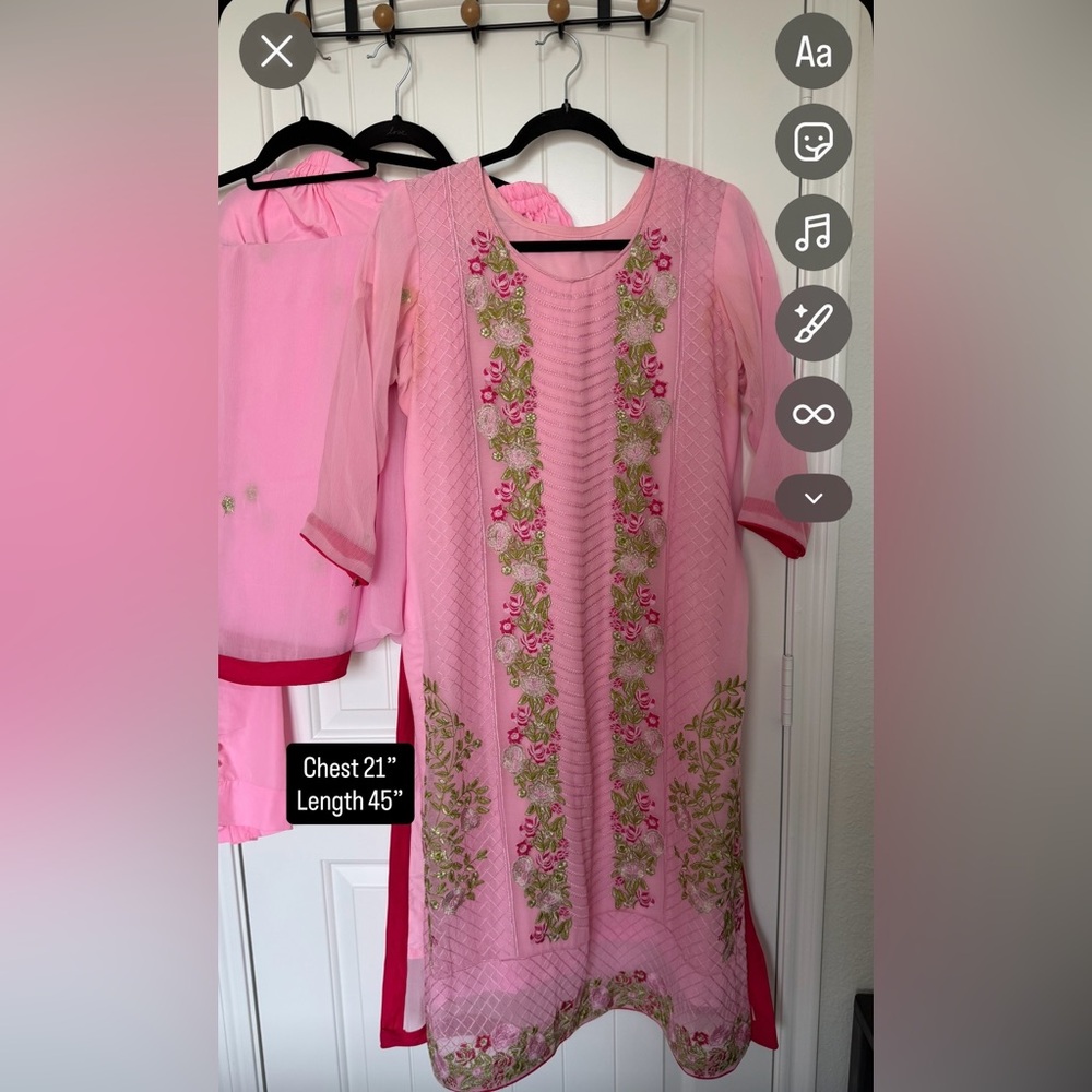 Pink Floral Embroidered Dress
